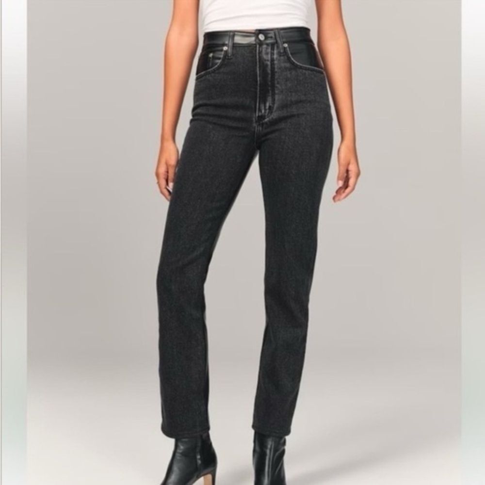 Abercrombie & Fitch Jeans Mixed Fabrics Ankle Straight Ultra High Rise-size 26L